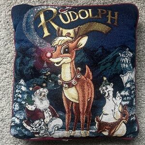 Vintage Rudolph Holiday Decorative Pillow 16X16